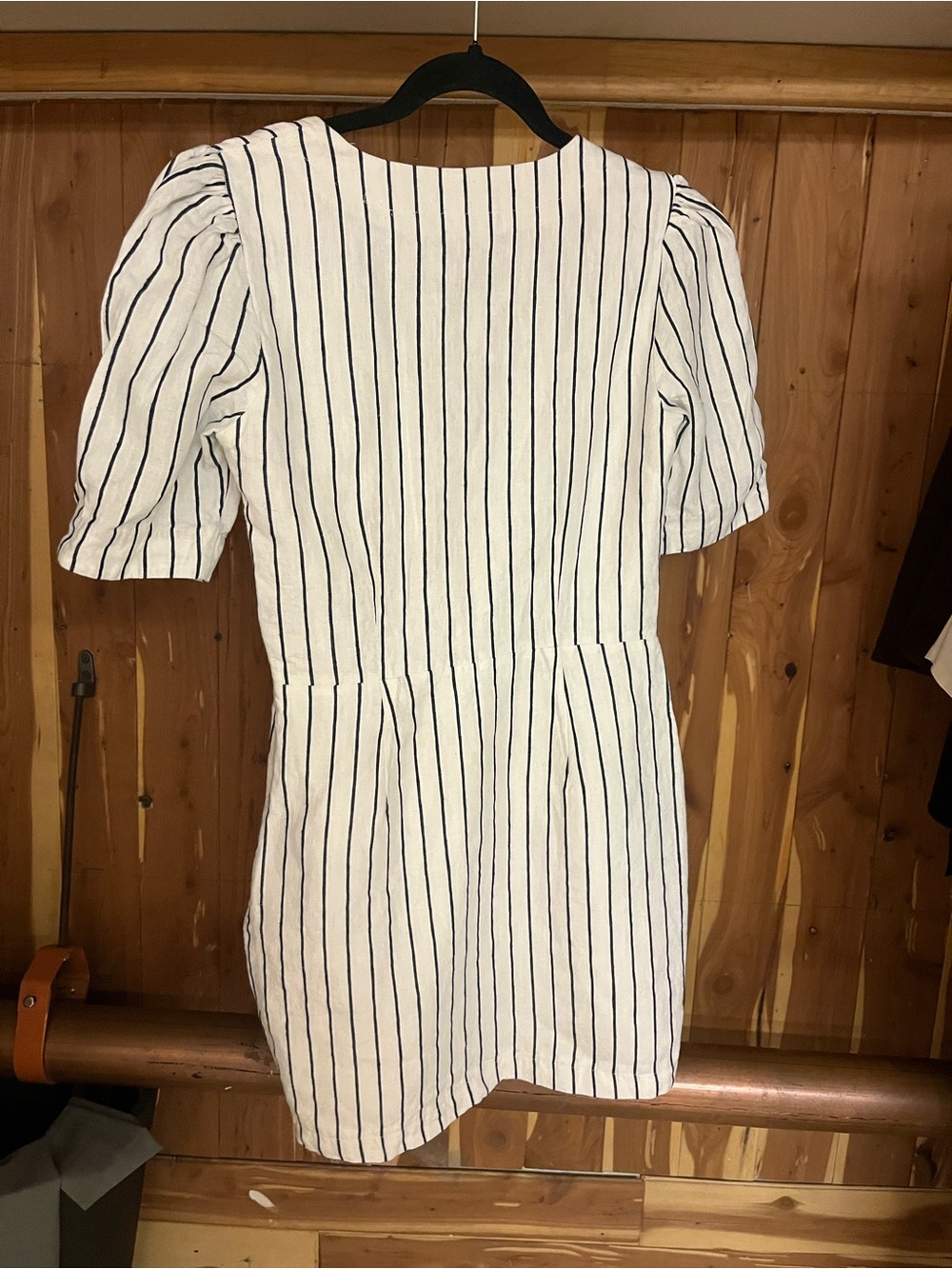 SAYLOR White Dress with Black Pinstripes and Button Front - Picture 2 of 2